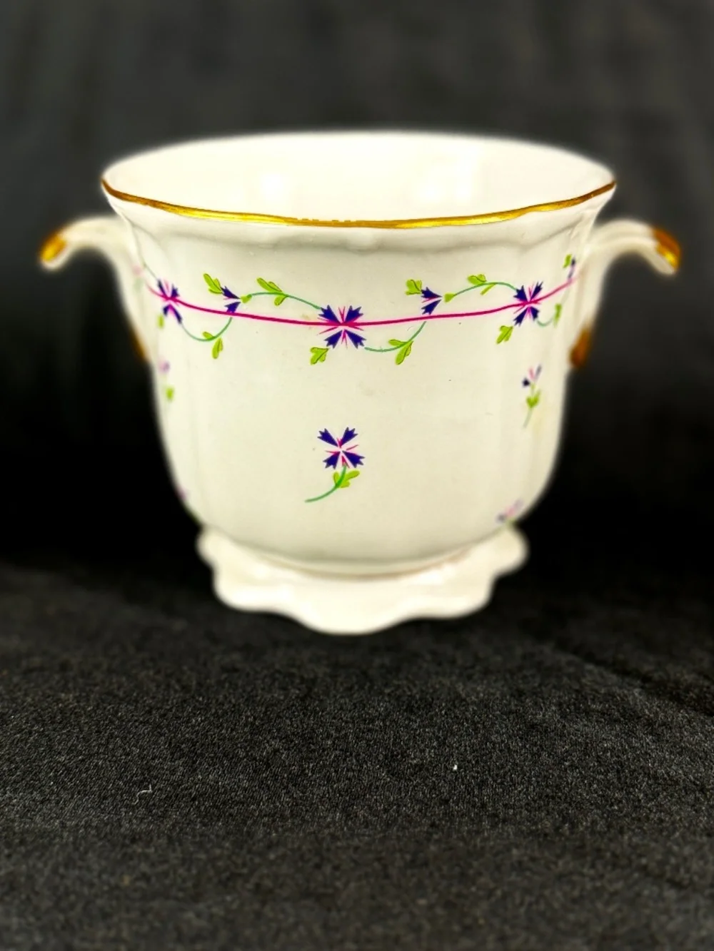 Andrea by Sadek Royal Europe Sm Vase Flower Vase Blue Corn Flowers Gold Trim